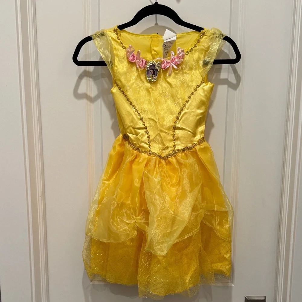 Disney Belle Beauty and the Beast Golden Princess Dress Kids Small Size 4-6